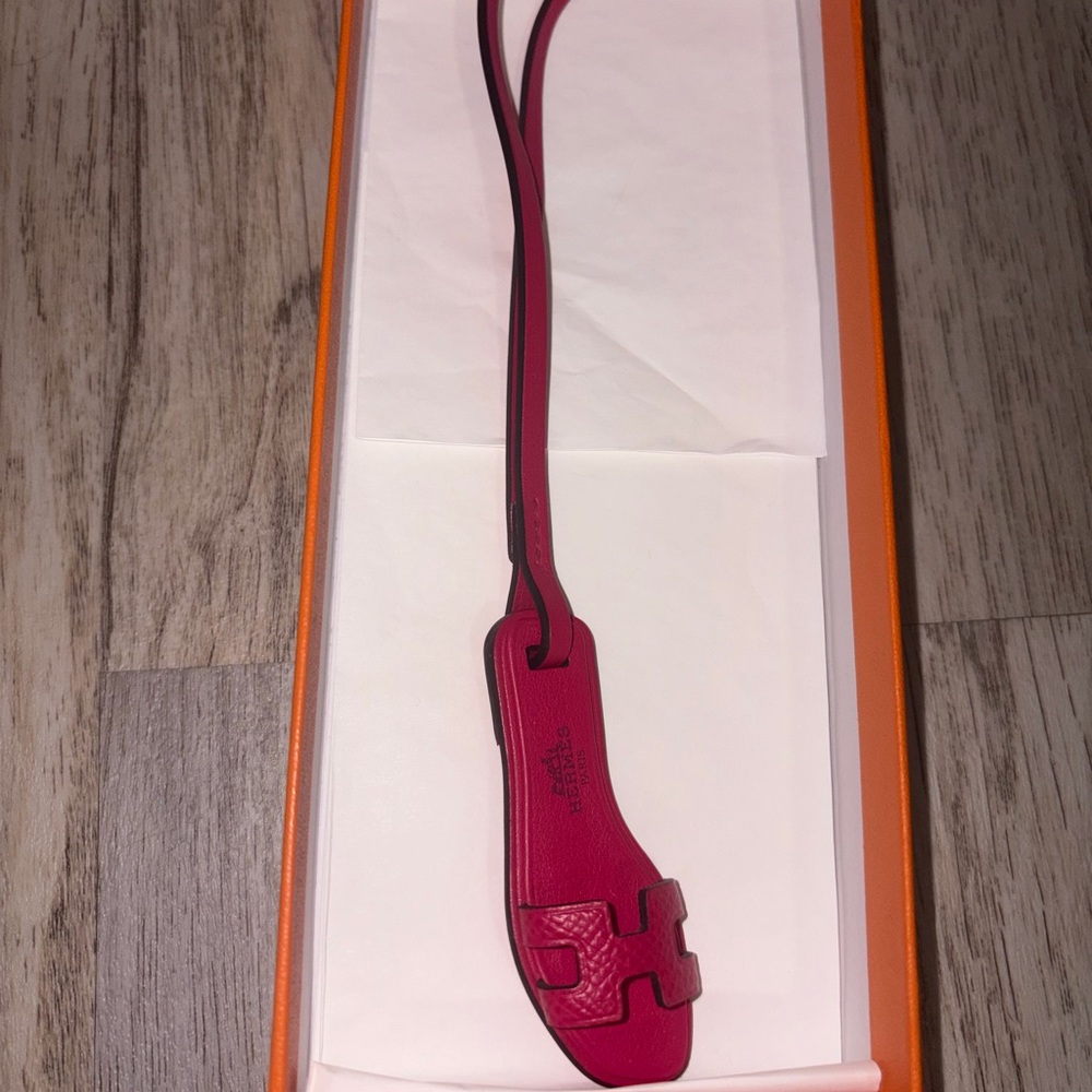 Hermes Oran Bag Charm with Strap Pink